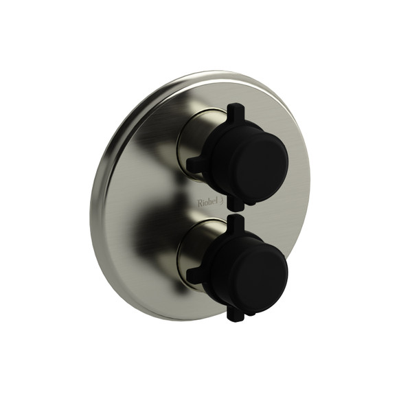 Momenti 3/4 Inch Thermostatic and Pressure Balance Multi-Function System  - Brushed Nickel and Black with Cross Handles | Model Number: MMRD83+BNBK - Product Knockout