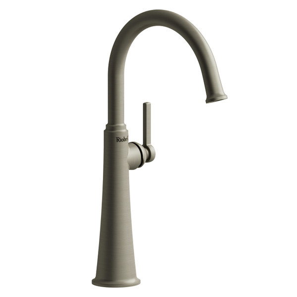 Momenti Single Handle Tall Lavatory Faucet with C-Spout  - Brushed Nickel with Lever Handles | Model Number: MMRDL01LBN - Product Knockout