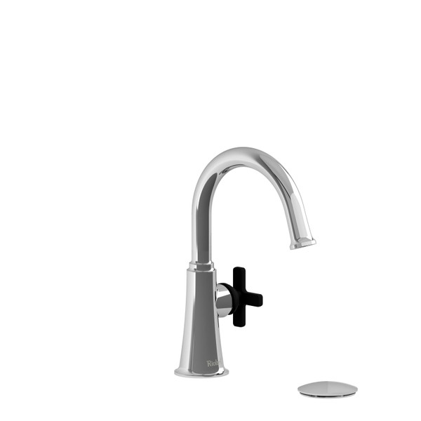 Momenti Single Handle Lavatory Faucet with C-Spout 1.0 GPM - Chrome and Black with X-Shaped Handles | Model Number: MMRDS01XCBK-10 - Product Knockout