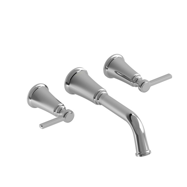 Momenti Wall Mount Lavatory Faucet  - Chrome with Lever Handles | Model Number: MMSQ03LC - Product Knockout