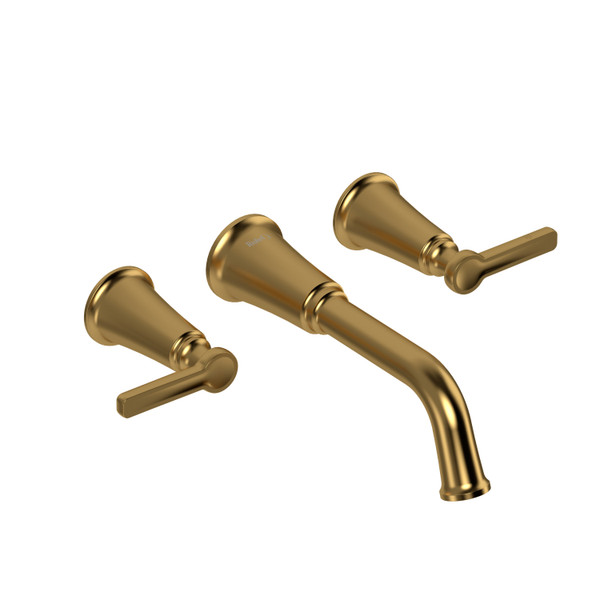 Momenti Wall Mount Tub Filler  - Brushed Gold with J-Shaped Handles | Model Number: MMSQ05JBG - Product Knockout
