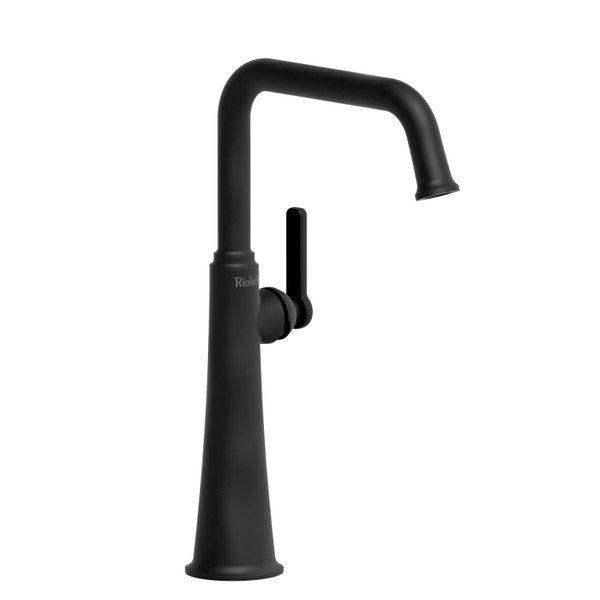 Momenti Single Handle Tall Lavatory Faucet with U-Spout  - Black with J-Shaped Handles | Model Number: MMSQL01JBK - Product Knockout