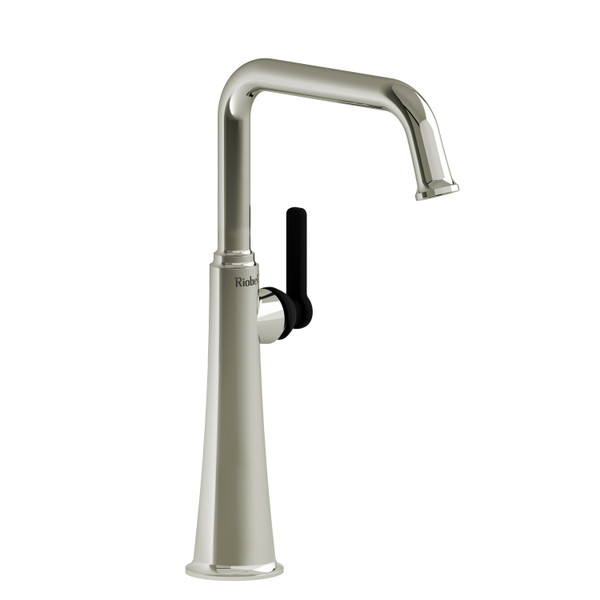 Momenti Single Handle Tall Lavatory Faucet with U-Spout  - Polished Nickel and Black with J-Shaped Handles | Model Number: MMSQL01JPNBK - Product Knockout