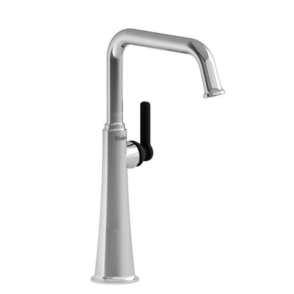 Momenti Single Handle Tall Lavatory Faucet with U-Spout 1.0 GPM - Chrome and Black with J-Shaped Handles | Model Number: MMSQL01JCBK-10 - Product Knockout