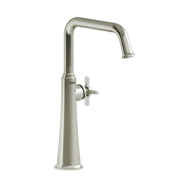 Momenti Single Handle Tall Lavatory Faucet with U-Spout  - Polished Nickel with Cross Handles | Model Number: MMSQL01+PN - Product Knockout