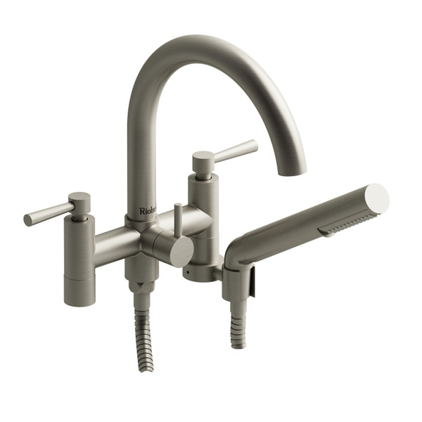 Pallace Two Hole Tub Filler  - Brushed Nickel with Lever Handles | Model Number: PA06LBN - Product Knockout