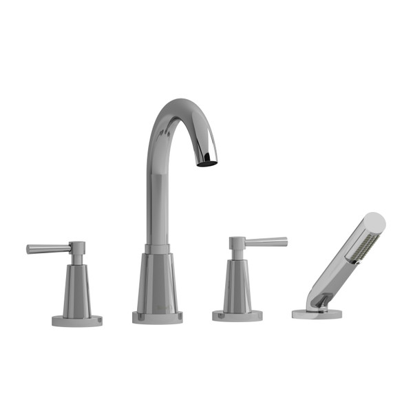Pallace 4-Hole Deck Mount Tub Filler  - Chrome with Lever Handles | Model Number: PA12LC - Product Knockout