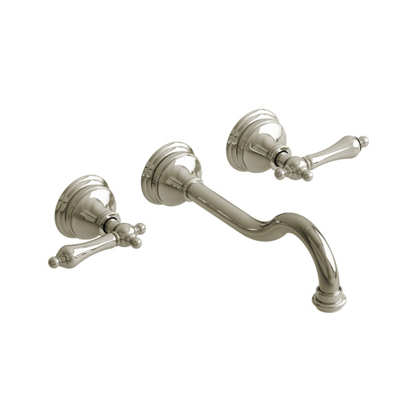 Retro Wall Mount Lavatory Faucet  - Polished Nickel with Lever Handles | Model Number: RT03LPN - Product Knockout