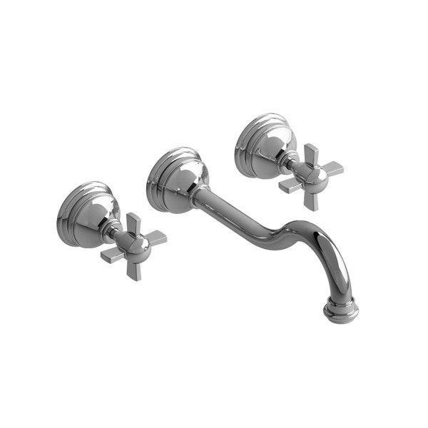 Retro Wall Mount Lavatory Faucet 1.0 GPM - Chrome with X-Shaped Handles | Model Number: RT03XC-10 - Product Knockout