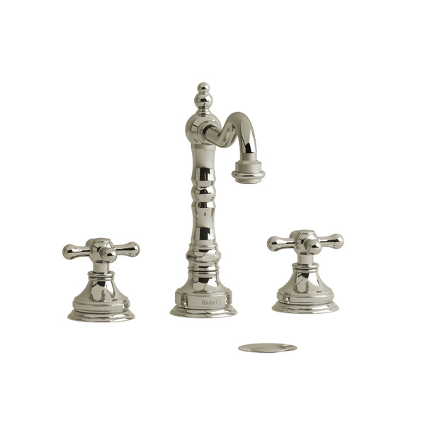 Retro Widespread Lavatory Faucet 1.0 GPM - Polished Nickel with Cross Handles | Model Number: RT08+PN-10 - Product Knockout