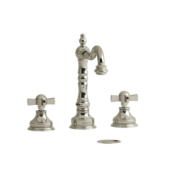 Retro Widespread Lavatory Faucet  - Polished Nickel with X-Shaped Handles | Model Number: RT08XPN - Product Knockout