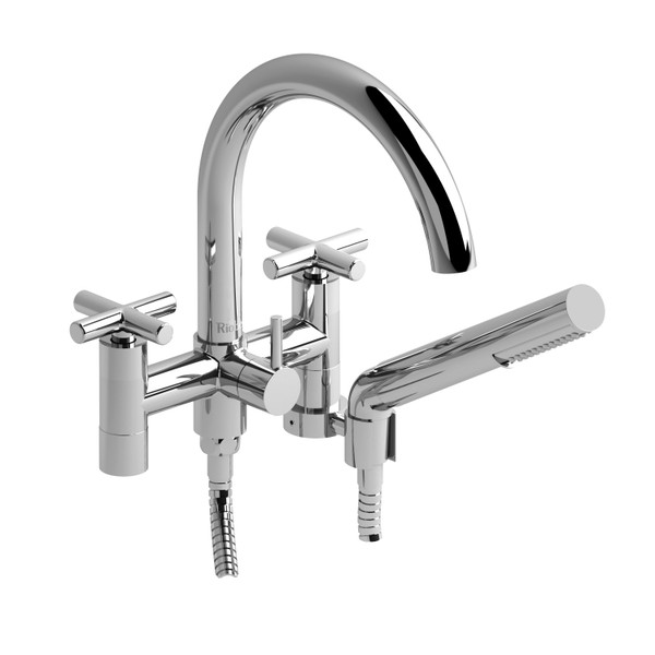 Riu Two Hole Tub Filler Without Risers  - Chrome with Cross Handles | Model Number: RU06+C - Product Knockout