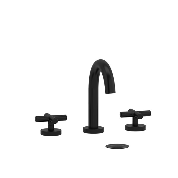 Riu Widespread Lavatory Faucet with C-Spout  - Black with Cross Handles | Model Number: RU08+BK - Product Knockout