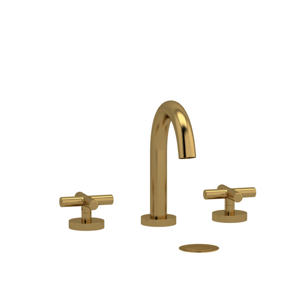 Riu Widespread Lavatory Faucet with C-Spout 1.0 GPM - Brushed Gold with Cross Handles | Model Number: RU08+BG-10 - Product Knockout
