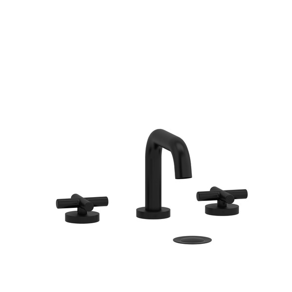 Riu Widespread Lavatory Faucet with U-Spout 1.0 GPM - Black with Cross Handles | Model Number: RUSQ08+BK-10 - Product Knockout