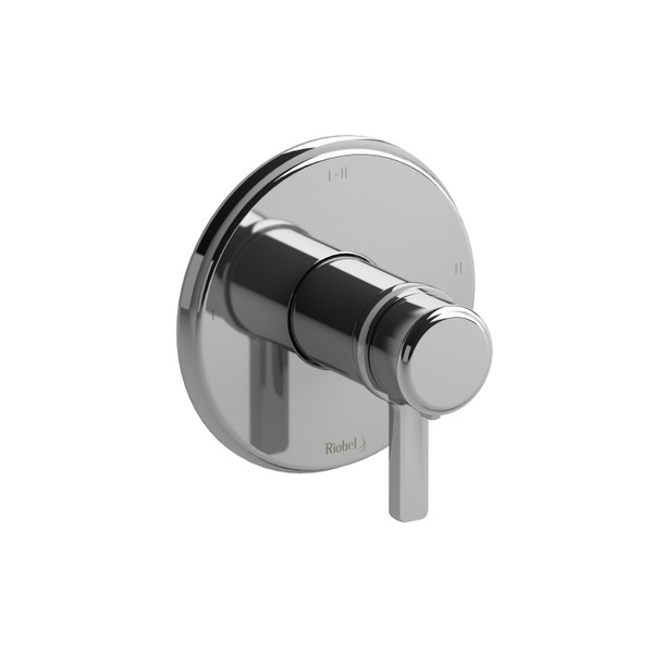 Momenti 1/2 Inch Thermostatic and Pressure Balance Trim with up to 3 Functions  - Chrome with J-Shaped Handles | Model Number: TMMRD23JC - Product Knockout