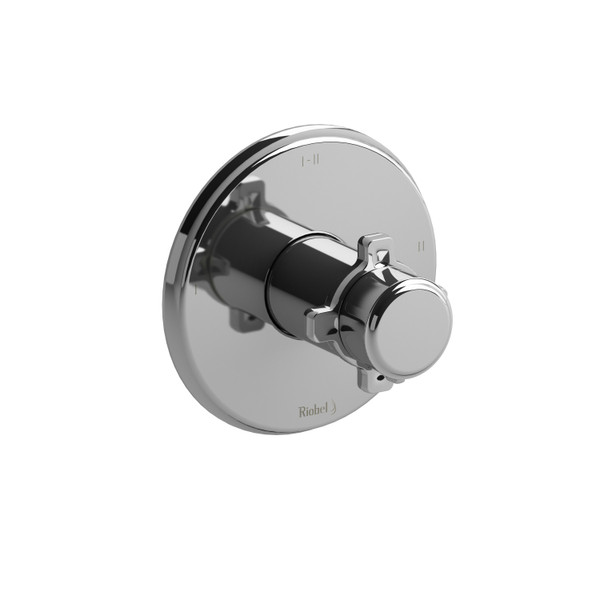 Momenti 1/2 Inch Thermostatic and Pressure Balance Trim with up to 3 Functions  - Chrome with X-Shaped Handles | Model Number: TMMRD23XC - Product Knockout