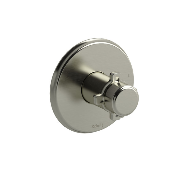 Momenti 1/2 Inch Thermostatic and Pressure Balance Trim with up to 3 Functions  - Brushed Nickel with X-Shaped Handles | Model Number: TMMRD44XBN - Product Knockout