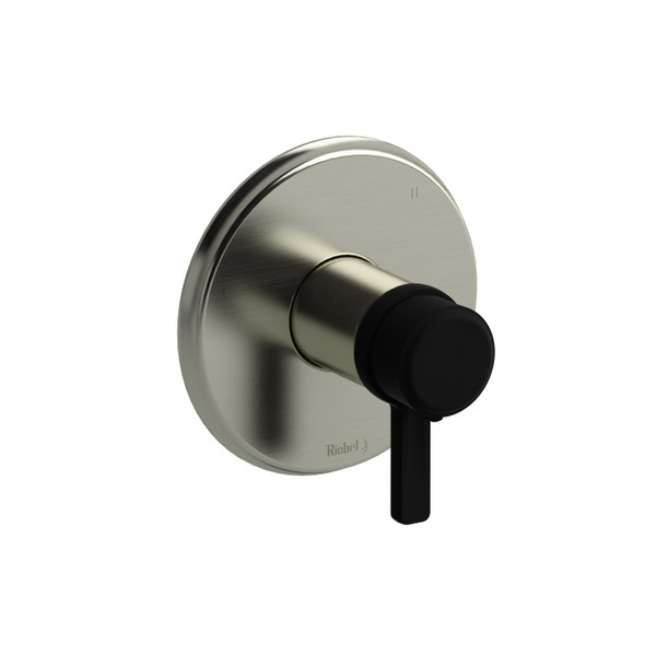 Momenti 1/2 Inch Thermostatic and Pressure Balance Trim with up to 5 Functions  - Brushed Nickel and Black with J-Shaped Handles | Model Number: TMMRD45JBNBK - Product Knockout