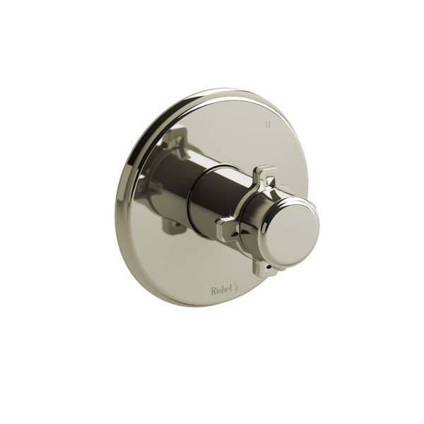 Momenti 1/2 Inch Thermostatic and Pressure Balance Trim with up to 5 Functions  - Polished Nickel with X-Shaped Handles | Model Number: TMMRD45XPN - Product Knockout