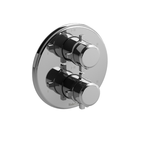 Momenti 3/4 Inch Thermostatic and Pressure Balance Trim with up to 6 Functions  - Chrome with Cross Handles | Model Number: TMMRD46+C - Product Knockout