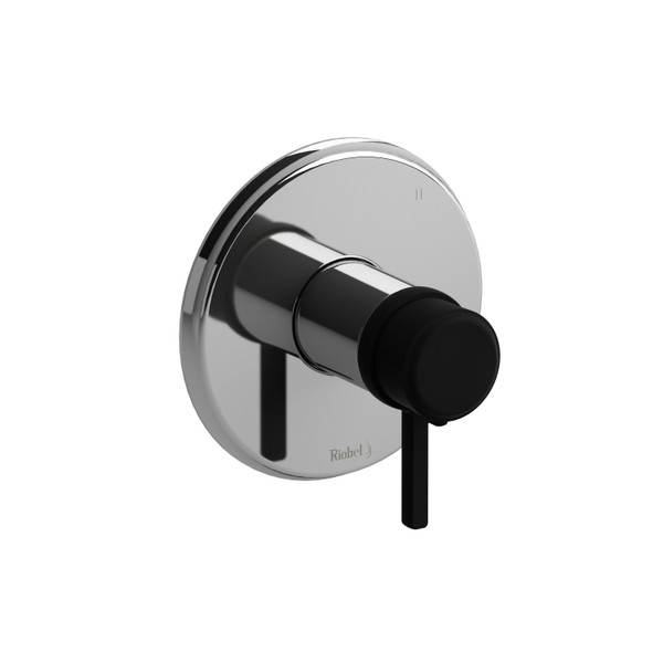 Momenti 1/2 Inch Thermostatic and Pressure Balance Trim with up to 5 Functions  - Chrome and Black with Lever Handles | Model Number: TMMRD47LCBK - Product Knockout
