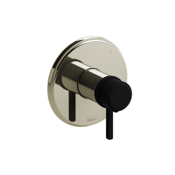 Momenti 1/2 Inch Thermostatic and Pressure Balance Trim with up to 5 Functions  - Polished Nickel and Black with Lever Handles | Model Number: TMMRD47LPNBK - Product Knockout