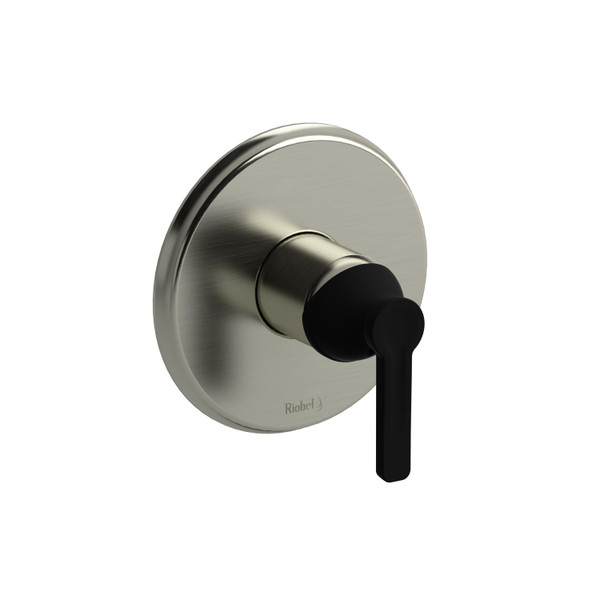 Momenti 1/2 Inch Pressure Balance Trim  - Brushed Nickel and Black with J-Shaped Handles | Model Number: TMMRD51JBNBK - Product Knockout