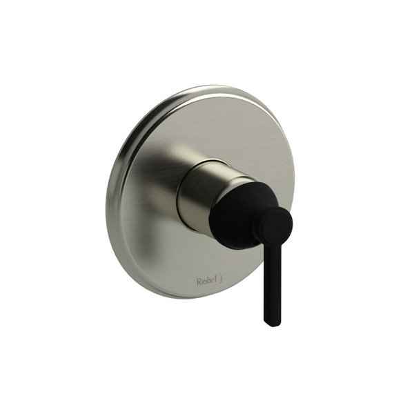 Momenti 1/2 Inch Pressure Balance Trim  - Brushed Nickel and Black with Lever Handles | Model Number: TMMRD51LBNBK - Product Knockout