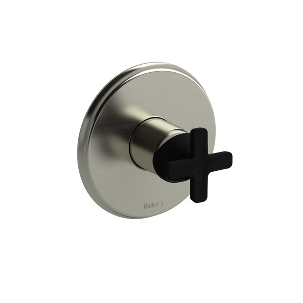 Momenti 1/2 Inch Pressure Balance Trim  - Brushed Nickel and Black with X-Shaped Handles | Model Number: TMMRD51XBNBK - Product Knockout