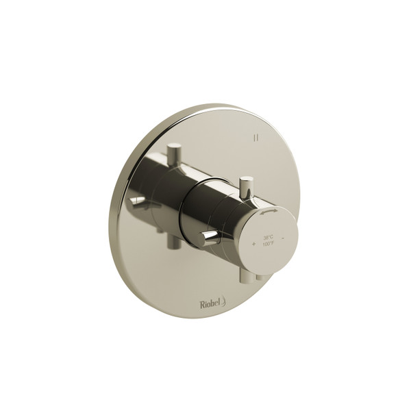Pallace 1/2 Inch Thermostatic and Pressure Balance Trim with up to 5 Functions  - Polished Nickel with Cross Handles | Model Number: TPATM45+PN - Product Knockout