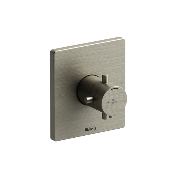 Pallace 1/2 Inch Thermostatic and Pressure Balance Trim with up to 3 Functions  - Brushed Nickel with Cross Handles | Model Number: TPATQ44+BN - Product Knockout