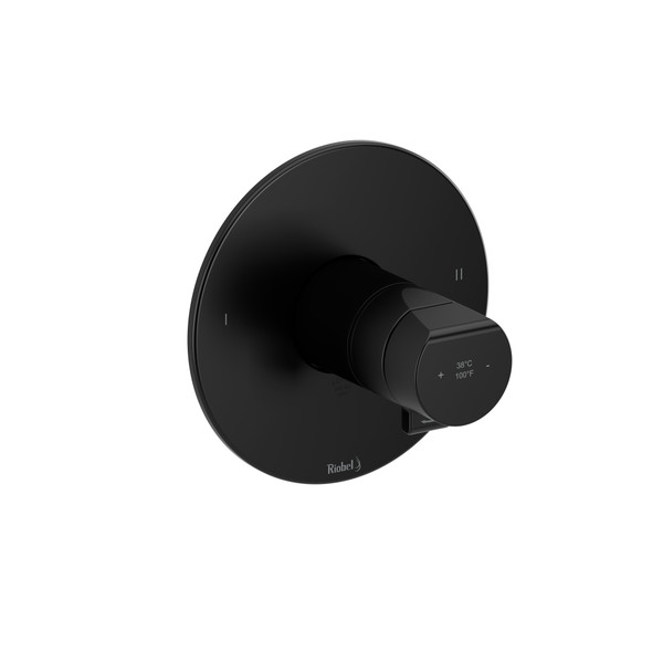 Parabola 1/2 Inch Thermostatic and Pressure Balance Trim with up to 3 Functions  - Black | Model Number: TPB44BK - Product Knockout