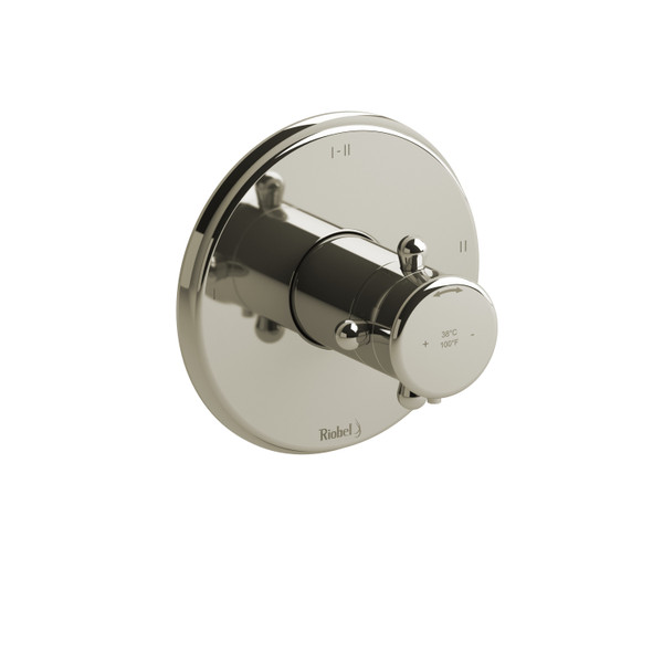 Retro 1/2 Inch Thermostatic and Pressure Balance Trim with up to 3 Functions  - Polished Nickel with Cross Handles | Model Number: TRT23+PN - Product Knockout