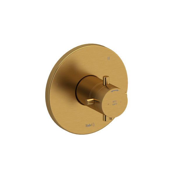 Riu 1/2 Inch Thermostatic and Pressure Balance Trim with up to 5 Functions  - Brushed Gold with Cross Handles | Model Number: TRUTM45+BG - Product Knockout