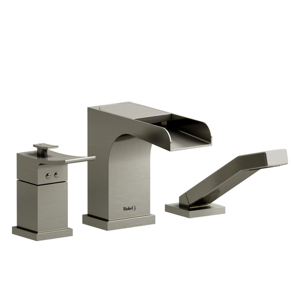 Zendo 3-Hole Deck Mount Tub Filler with Trough  - Brushed Nickel | Model Number: ZOOP17BN - Product Knockout