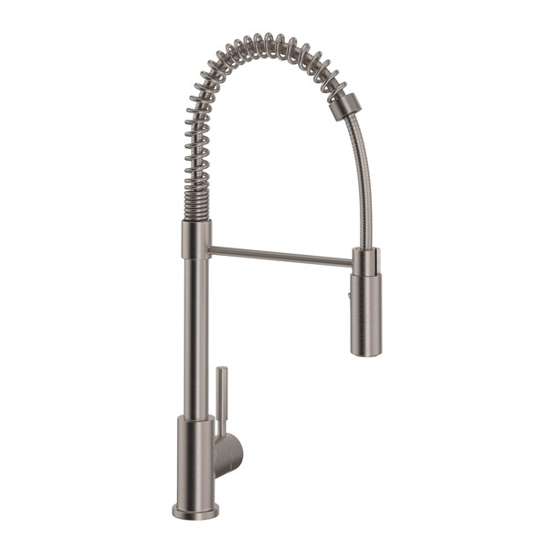 Lux Side Handle Stainless Steel Pro Pulldown Kitchen Faucet - Satin Nickel with Lever Handle | Model Number: R7521STN - Product Knockout