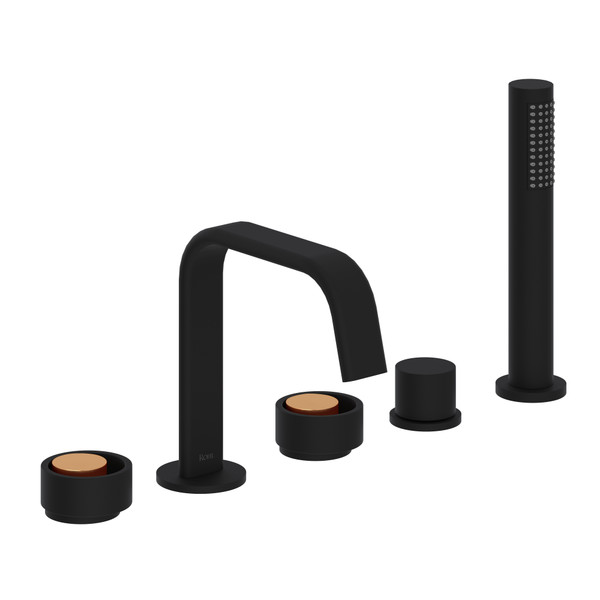 DISCONTINUED Eclissi™ 5-Hole Deck Mount Tub Filler With U-Spout - Matte Black/Satin Gold | Model Number: EC05D5IWMBG