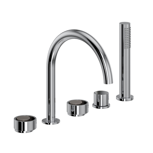 DISCONTINUED Eclissi™ 5-Hole Deck Mount Tub Filler With C-Spout - Polished Chrome/Satin Nickel | Model Number: EC06D5IWPCN
