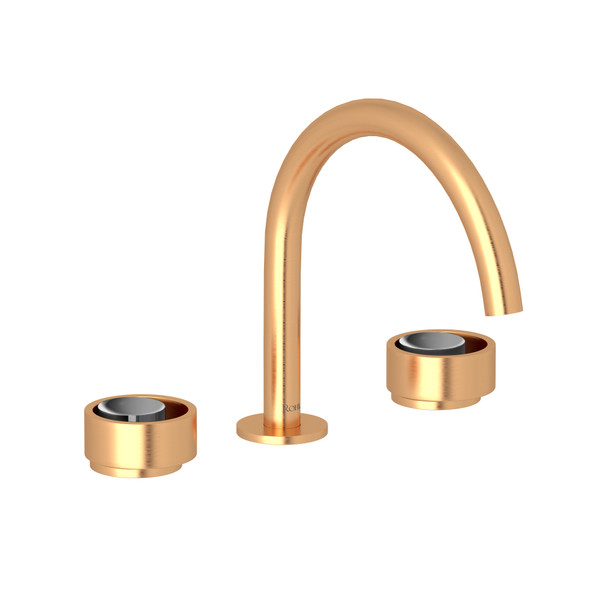 Eclissi Widespread Bathroom Faucet - C-Spout - Satin Gold with Polished Chrome Accent with Circular Handle | Model Number: EC08D3IWSGC - Product Knockout