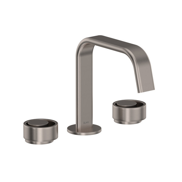 Eclissi Widespread Bathroom Faucet - U-Spout - Satin Nickel with Circular Handle | Model Number: EC09D3IWSTN - Product Knockout