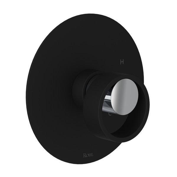 Eclissi Pressure Balance Trim without Diverter - Matte Black with Polished Chrome Accent with Circular Handle | Model Number: EC10W1IWMBC - Product Knockout
