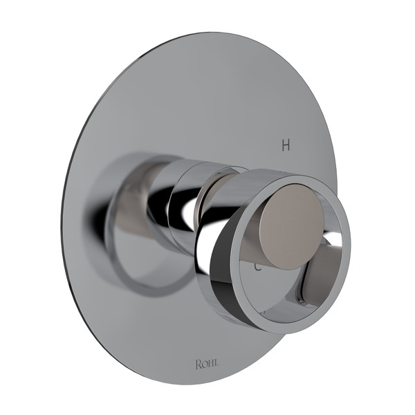 Eclissi Pressure Balance Trim without Diverter - Polished Chrome with Satin Nickel Accent with Circular Handle | Model Number: EC10W1IWPCN - Product Knockout