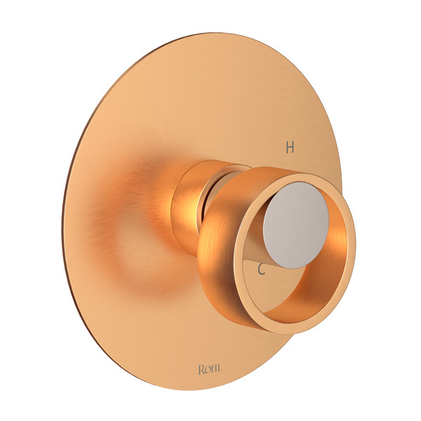 Eclissi Pressure Balance Trim without Diverter - Satin Gold with Satin Nickel Accent with Circular Handle | Model Number: EC10W1IWSGN - Product Knockout