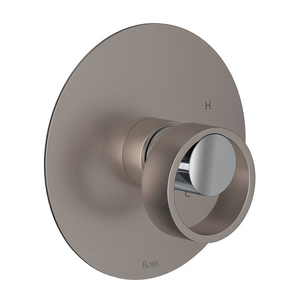 Eclissi Pressure Balance Trim without Diverter - Satin Nickel with Polished Chrome Accent with Circular Handle | Model Number: EC10W1IWSNC - Product Knockout