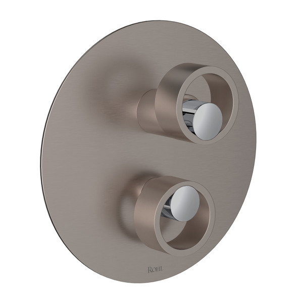 Eclissi Pressure Balance Trim with Diverter - Satin Nickel with Polished Chrome Accent with Circular Handle | Model Number: EC11W1IWSNC - Product Knockout