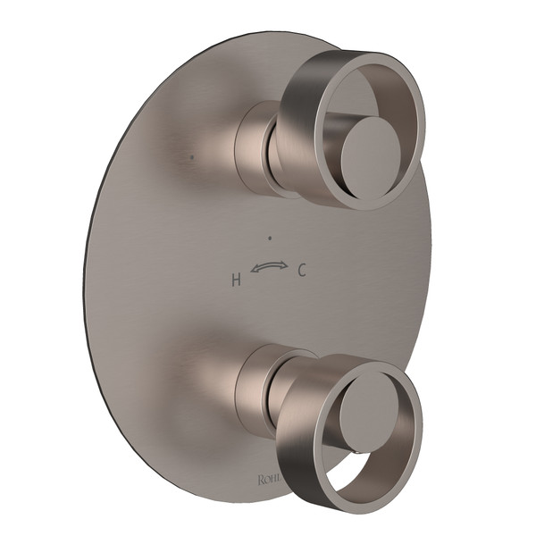 Eclissi 1/2 Inch Thermostatic Trim with Diverter - Satin Nickel with Circular Handle | Model Number: EC12W2IWSTN - Product Knockout