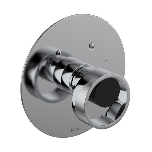 Eclissi™ 3/4" Thermostatic Trim Without Volume Control - Polished Chrome/Matte Black | Model Number: EC13W1IWPCB
