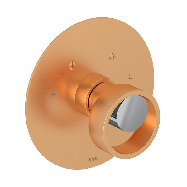 Eclissi 3/4 Inch Thermostatic Trim without Volume Control - Satin Gold with Polished Chrome Accent with Circular Handle | Model Number: EC13W1IWSGC - Product Knockout