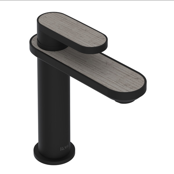 Miscelo Single Handle Bathroom Faucet - Matte Black Spout with Whitewash Barnwood Insert with Lever Handle with Insert | Model Number: MI01D1WBMB - Product Knockout